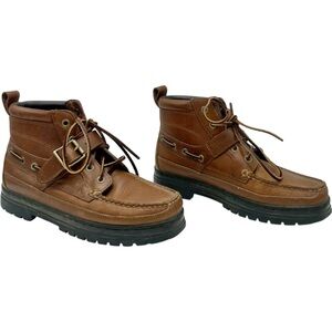 Pair Polo Ralph Lauren Sport Brown Leather Ankle Boots Women’s 8B